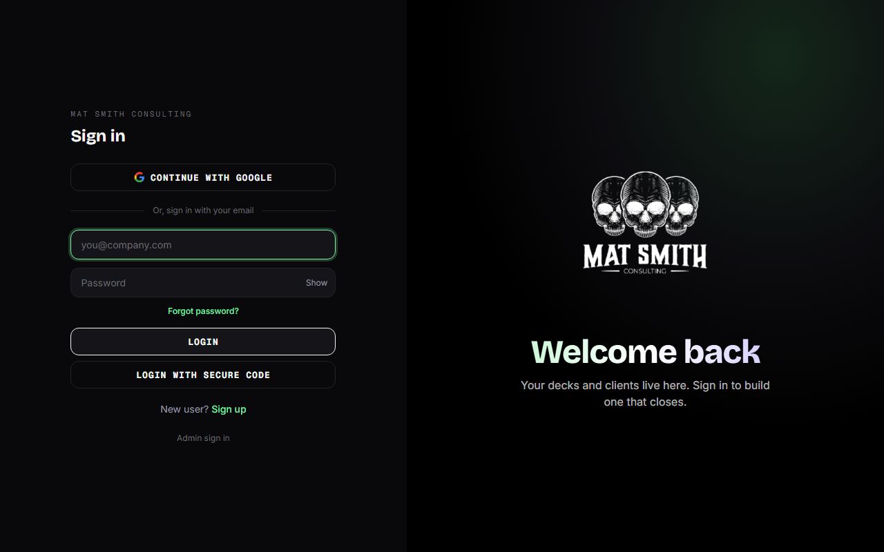 Mat Smith Consulting Pitch Deck website preview